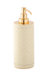 Alghero Quilted Herringbone Leather Tall Soap Dispenser with Metal Finish