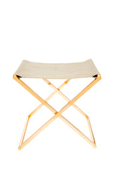 Ionio handgewebter Leder-Klapphocker | Gepäckablage