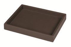 Soft Leather-Covered Wood Valet Tray Rectangular w Padded Surface