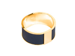 Lux Leather-Covered Brass Napkin Ring with 24K Gold Finish