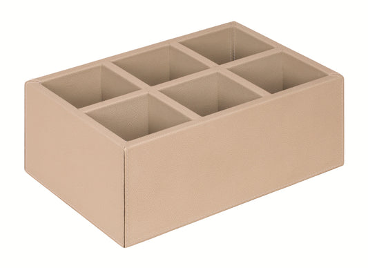 Party Cutlery Holder by Giobagnara | Leather-covered wood structure available with 4 or 6 compartments | Home Decor and Table Accessories | 2Jour Concierge, your luxury lifestyle shop