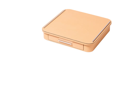 Pigment France by Giobagnara Saint-Germain Coffee Drawer Organizer for Classic Capsules | Leather-covered wood structure with metal inserts available in chrome, bronze, or brass finishes | Features inner walnut wood partitions to host coffee spoons, sugar, and 20 Nespresso classic capsules | Kitchen Accessories | 2Jour Concierge, your luxury lifestyle shop