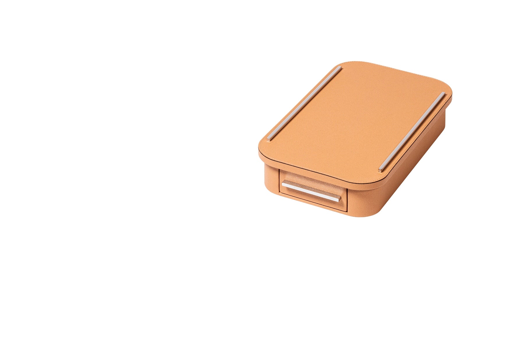 Pigment France by Giobagnara Saint-Germain Compact Coffee Drawer Organizer for Classic Capsules | Leather-covered wood structure with metal inserts available in chrome, bronze, or brass finishes | Features inner walnut wood partitions to host 10 Nespresso classic capsules | Kitchen Accessories | 2Jour Concierge, your luxury lifestyle shop