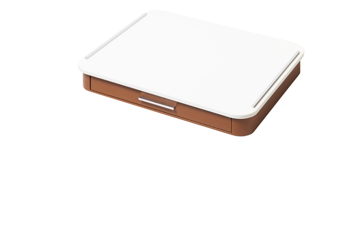 Pigment France × Gio Minelli Saint-Germain Deluxe Coffee and Tea Drawer Organizer | Leather-covered wood drawer with internal dividers and metal details, customizable in marble, Corian®, or leather top | Serveware + Hospitality / Coffee & Tea Organizers | 2Jour Concierge, your luxury lifestyle shop | luxury interiors, hospitality décor, refined lifestyle, executive interiors, boutique hotels, yacht décor, elegant living, designer home accessories