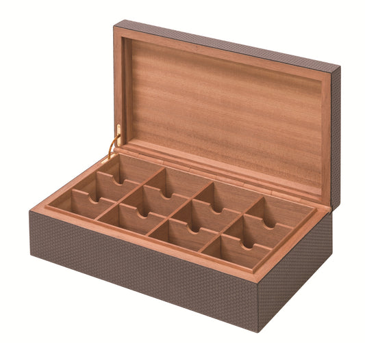 Giobagnara Leather-Covered Cedar Wood Tea Storage Box | Elegant and Functional Design | Perfect for Storing and Displaying Tea | Explore a Range of Luxury Tea Accessories at 2Jour Concierge, #1 luxury high-end gift & lifestyle shop