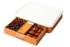 Saint-Germain Deluxe Leather-Covered Wood Coffee and Tea Drawer Organizer w Corian® Top