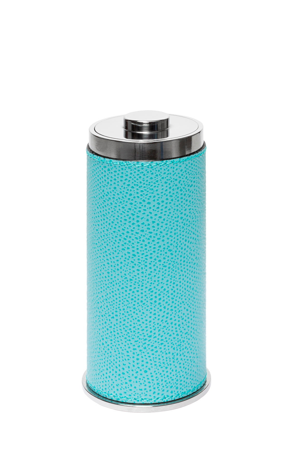 Giobagnara Otello Toothpick Holder | Partially leather-covered stainless steel structure with a discreet push-button top for easy toothpick dispensing | Crafted in Italy by Giobagnara | Serveware & Accessories / Bar Accessories | 2Jour Concierge, your luxury lifestyle shop