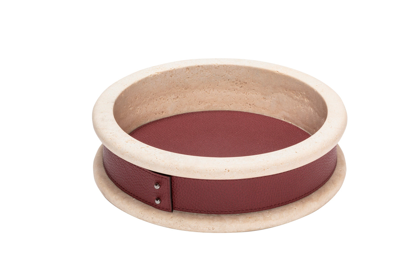 Ercolano Marble Trinket Bowl w Removable Leather Placemat
