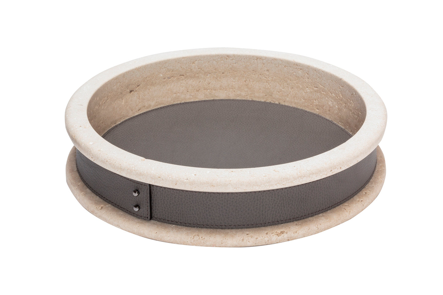 Ercolano Marble Trinket Bowl w Removable Leather Placemat