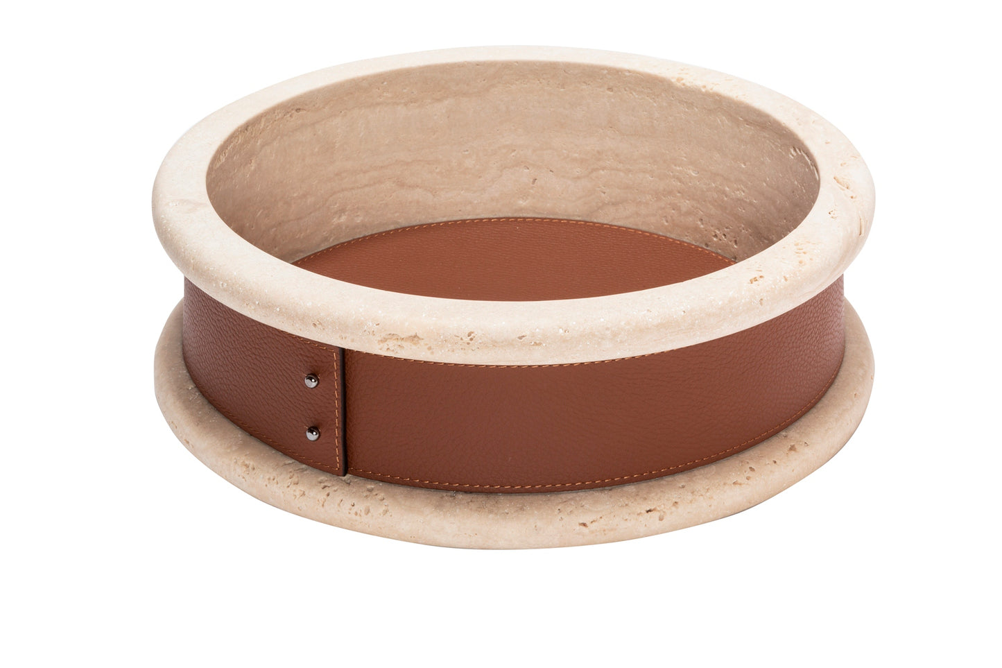 Ercolano Marble Trinket Bowl w Removable Leather Placemat