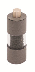 Otello Leather-Covered Stainless-Steel Manual Pepper Mill, Low