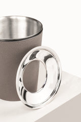 Calypso Leather-Covered Stainless-Steel Table Waste Bin