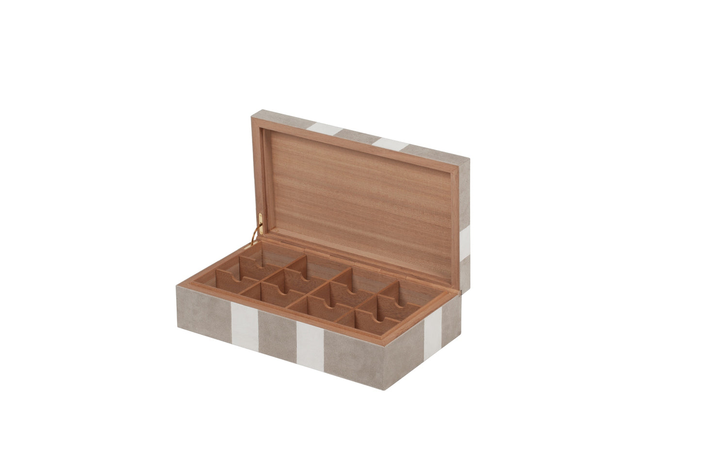 Giobagnara x Stéphane Parmentier Flow Suede-Covered Wood Tea Box | Luxurious Collaboration with Elegant Suede Covering | Perfect for Storing and Displaying Tea | Explore a Range of Luxury Tea Accessories at 2Jour Concierge, #1 luxury high-end gift & lifestyle shop