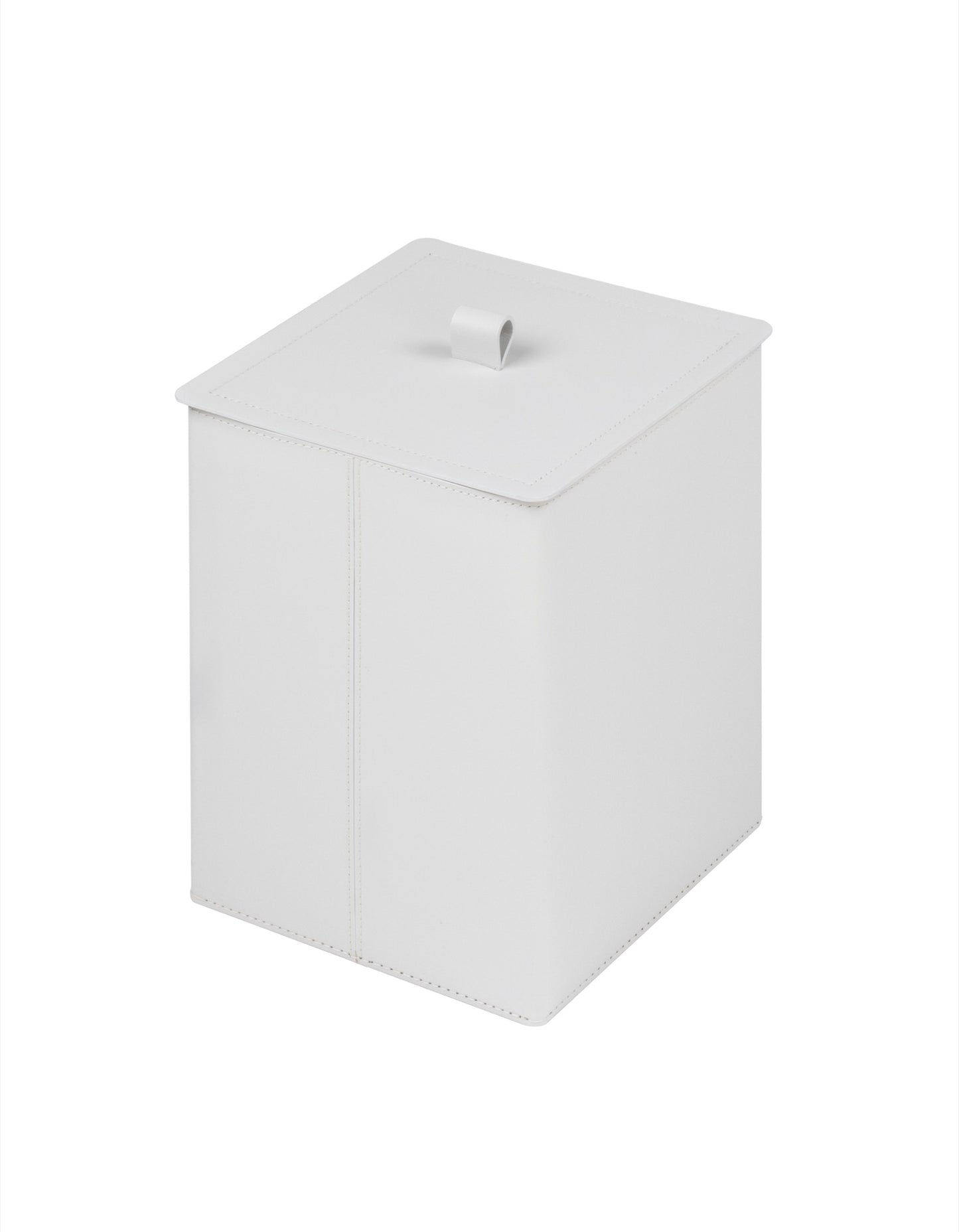 Rudi Bino | Bin: Regenerated leather with smooth matte finish, available in round or square form and optional lid, ideal for refined office and guestroom settings | Office + Tech / Bins | 2Jour Concierge, your luxury lifestyle shop