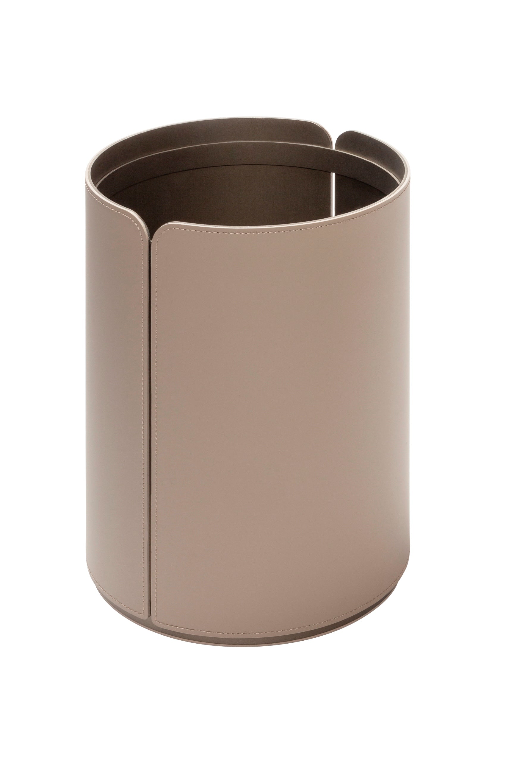 Rudi Tour | Wastepaper Bin: Regenerated leather with aluminum base and smooth, matte finish, designed by Adam D. Tihany, ideal for offices or living spaces | Office + Tech / Desk Sets & Organizers | 2Jour Concierge, your luxury lifestyle shop