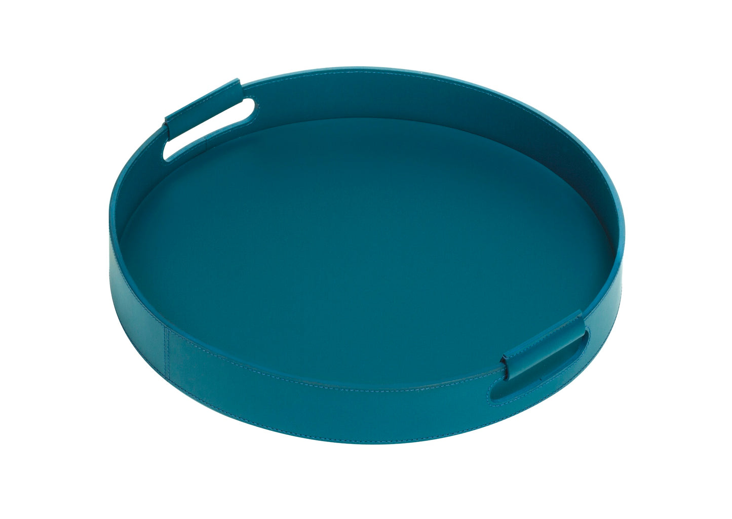 Rudi Ginepro | Tray: Regenerated leather with cutout side handles and smooth, matte finish, available in rectangular, square, and round forms, designed for versatile serving and presentation | Serveware & Hospitality / Trays | 2Jour Concierge, your luxury lifestyle shop