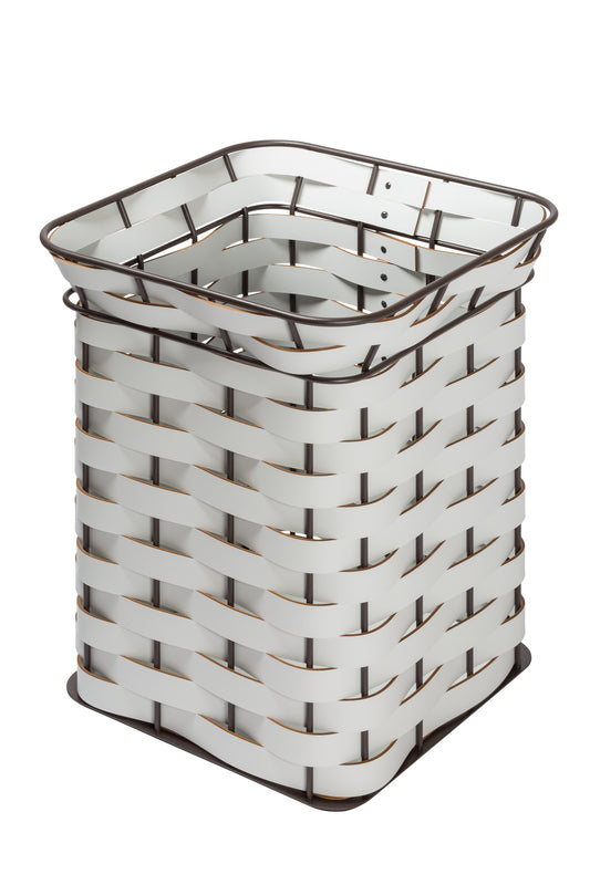 Nassa Basket by RUDI | Dark-stained aluminum framework with vibrant Tecnocuoio® weaving | Combines durability with contemporary elegance | Ideal for laundry, towels, magazines, or everyday objects | Suitable for both indoor and outdoor use | Non-slip waterproof rubber base | Home Decor and Storage | 2Jour Concierge, your luxury lifestyle shop