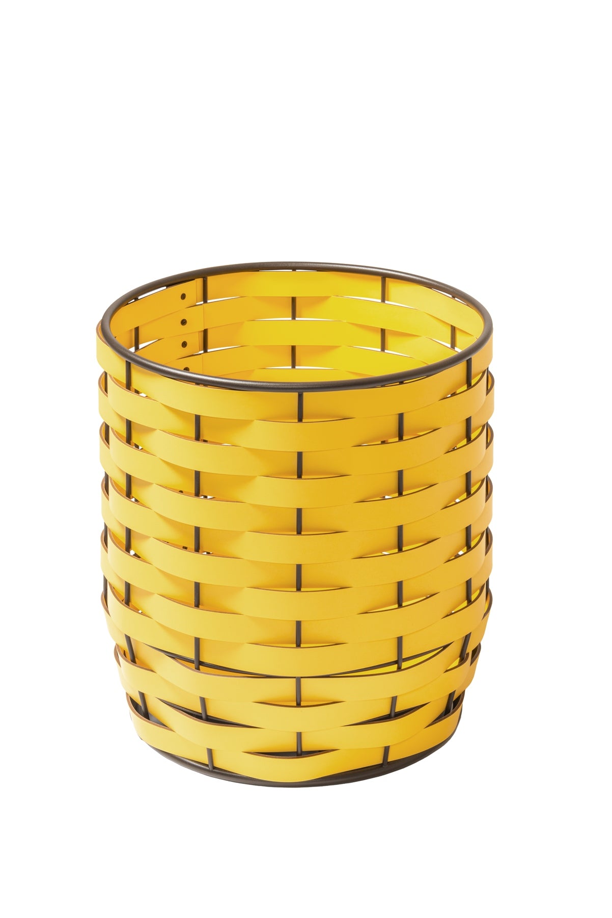 Nassa Planter: Regenerated Leather, Dark-Stained Aluminum Framework