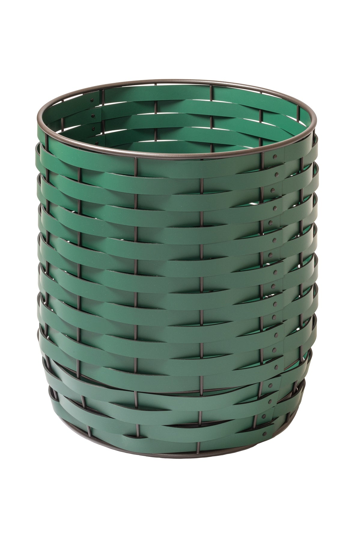 Nassa Planter: Regenerated Leather, Dark-Stained Aluminum Framework