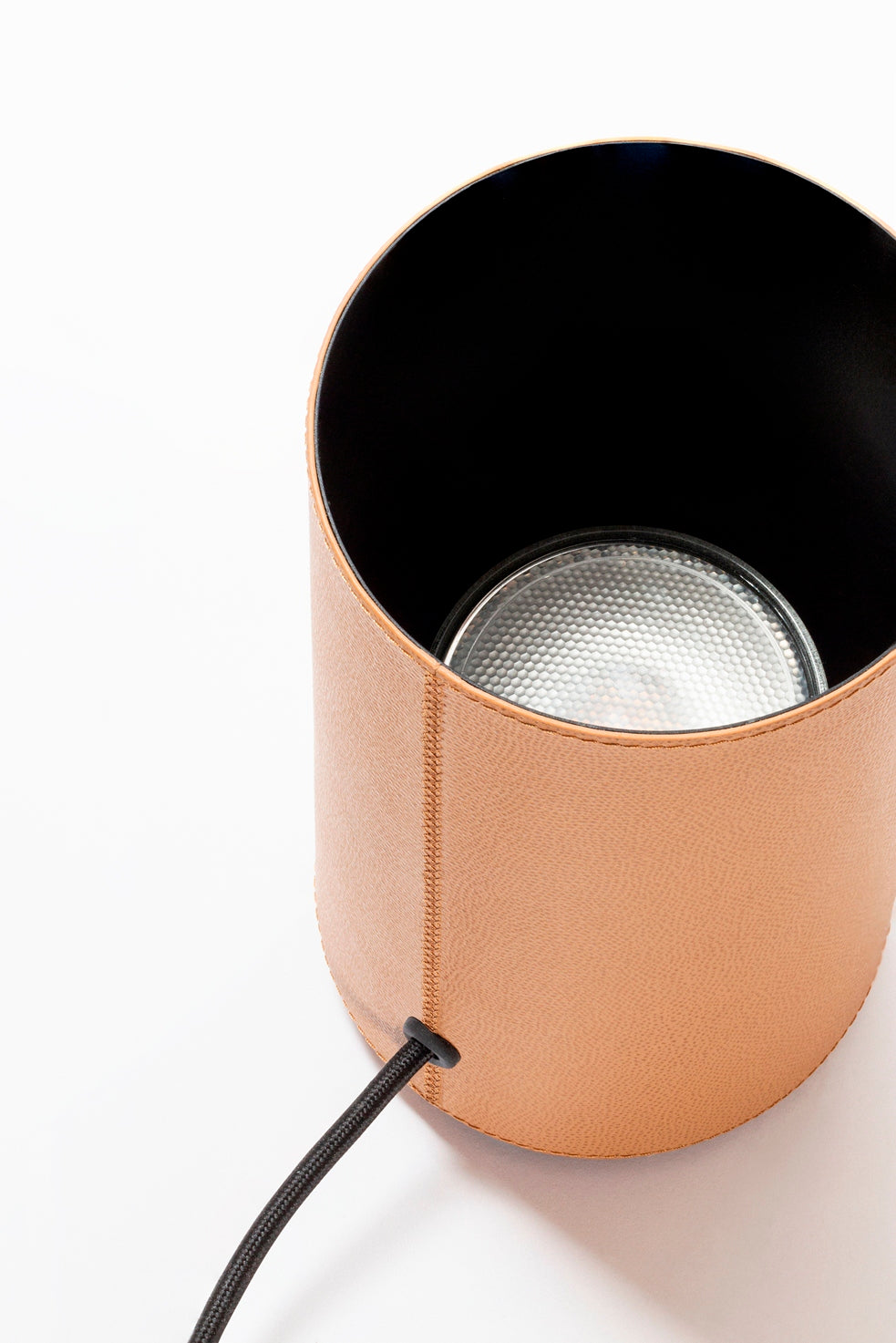 Giobagnara x TEKNA Od Leather-Covered Cylindrical Floor Lamp | Lacquered Aluminium Construction | 2 Meters Cable with Plug and Foot Control Dimmer | Available at 2Jour Concierge, #1 luxury high-end gift & lifestyle shop