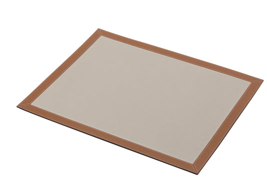 Giobagnara | Mary Bicolor Placemat: All-leather bicolor placemat with framed design | Serveware + Hospitality / Placemats & Underplates | 2Jour Concierge, your luxury lifestyle shop | premium table styling for expensive interiors, dining tables, hospitality settings, and refined table compositions