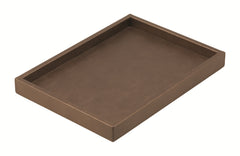 Osvaldo Tray: Leather-Covered Wood, Rectangular