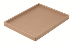 Osvaldo Tray: Leather-Covered Wood, Rectangular Medium