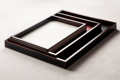 Milano Leather-Covered Maple Wood Tray, Rectangular M