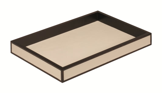 Milano Leather-Covered Maple Wood Tray, Rectangular