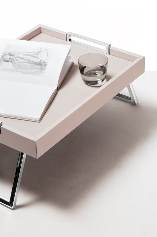 Giobagnara Vic Leather Covered Wood Bed Tray With Handles And Extractable Folding Legs | Luxury Bedroom Accessories, Elegant Breakfast Trays & Gift Items | 2Jour Concierge, #1 luxury high-end gift & lifestyle shop