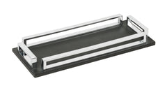 Madison Leather-covered Wood Tray with Metal Handles