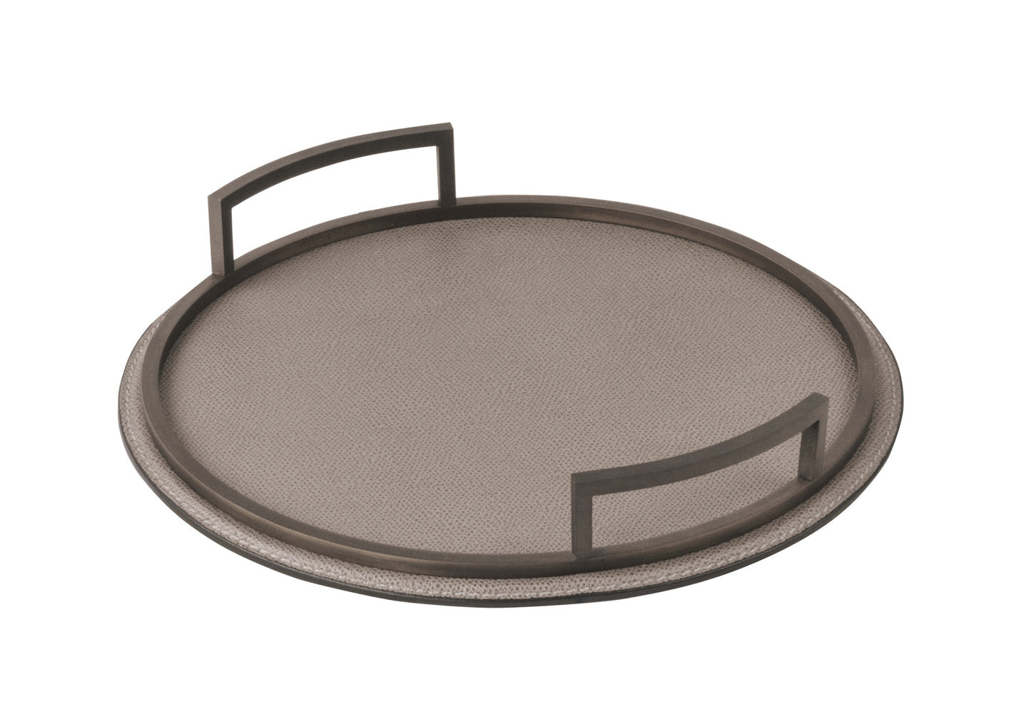 Defile Tray by Giobagnara | Leather-covered metal structure with brass frame and handles. | Home Decor and Serveware | 2Jour Concierge, your luxury lifestyle shop