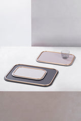 Rossini Leather-Covered Metal Tray, Rectangular