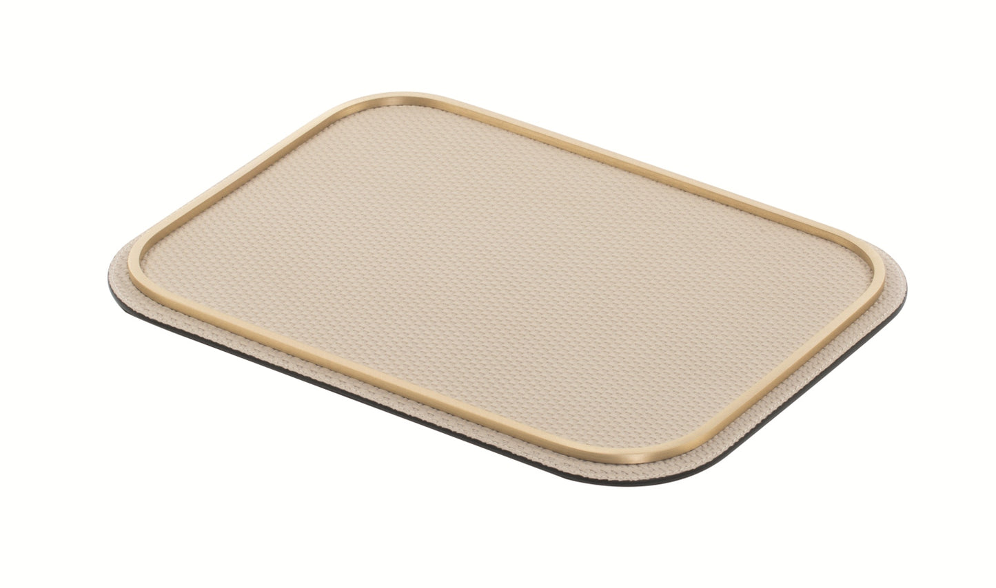 Rossini Leather-Covered Metal Tray, Rectangular