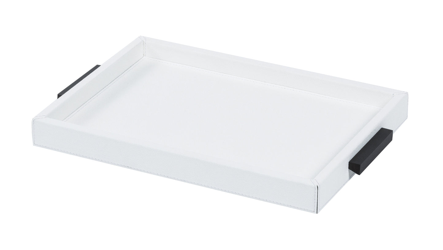 Giobagnara Deco Tray | Leather-covered wood structure with metal handles | Elegant and functional design | Home Decor and Serveware | 2Jour Concierge, your luxury lifestyle shop