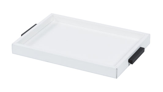 Giobagnara Deco Tray | Leather-covered wood structure with metal handles | Elegant and functional design | Home Decor and Serveware | 2Jour Concierge, your luxury lifestyle shop
