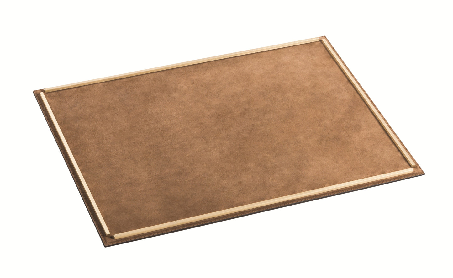 Campo Leather-Covered Tray with Metal Frame, Rectangular L, Brass