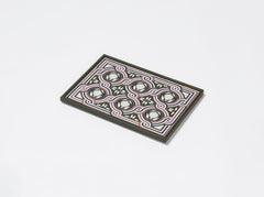 San Marco Leather-Covered Wood Rectangular Tray N.1 with Graphic Pattern Mini