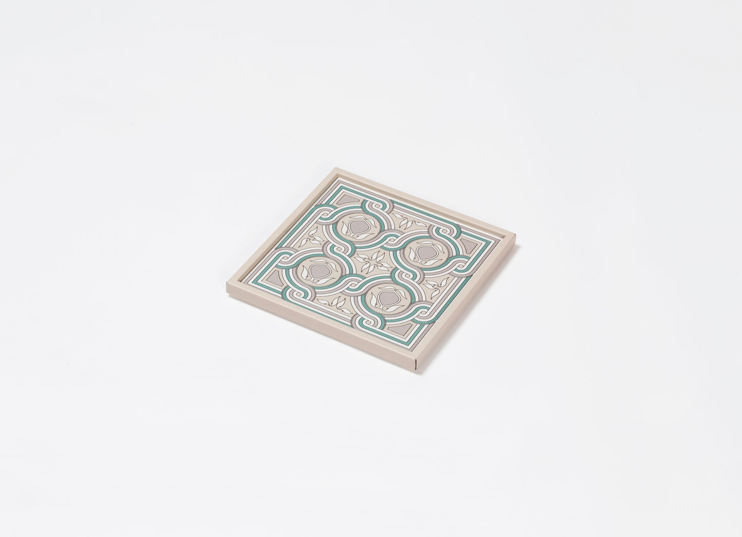San Marco Tray N.1 by Giobagnara | Leather-covered wood structure with a graphic pattern inspired by a decoration on the left side facade of the Basilica di San Marco in Venice | San Marco Collection | Combines historic legacy with modernity, celebrating Venice's artistic and cultural heritage | Home Decor and Serveware | 2Jour Concierge, your luxury lifestyle shop