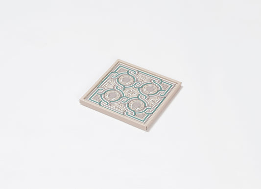 San Marco Tray N.1 by Giobagnara | Leather-covered wood structure with a graphic pattern inspired by a decoration on the left side facade of the Basilica di San Marco in Venice | San Marco Collection | Combines historic legacy with modernity, celebrating Venice's artistic and cultural heritage | Home Decor and Serveware | 2Jour Concierge, your luxury lifestyle shop