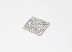 San Marco Leather-Covered Wood Square Tray N.1 with Graphic Pattern Mini