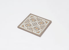 San Marco Leather-Covered Wood Square Tray N.1 with Graphic Pattern Small