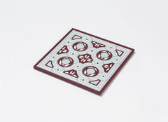 San Marco Leather-Covered Wood Square Tray N.1 with Graphic Pattern Medium