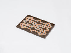 San Marco Leather-Covered Wood Rectangular Tray N.2 with Graphic Pattern Mini