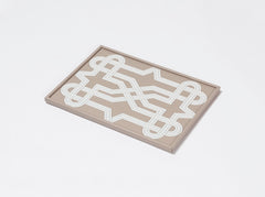 San Marco Leather-Covered Wood Rectangular Tray N.2 with Graphic Pattern Small
