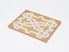 San Marco Leather-Covered Wood Rectangular Tray N.2 with Graphic Pattern Medium