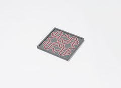 San Marco Leather-Covered Wood Square Tray N.2 with Graphic Pattern Mini