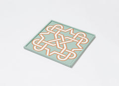 San Marco Leather-Covered Wood Square Tray N.2 with Graphic Pattern Medium