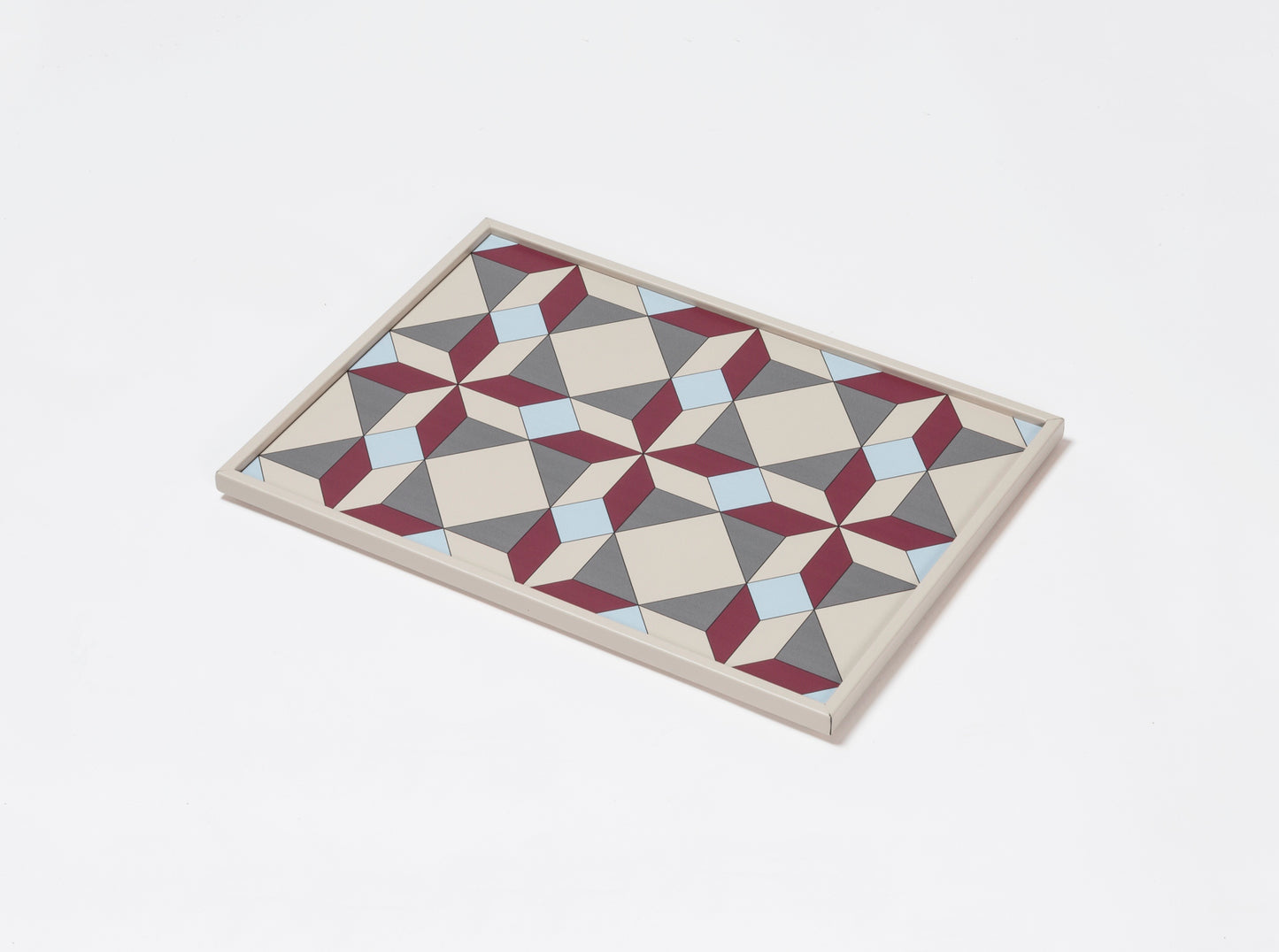 San Marco Rectangular Tray N.3 by Giobagnara | Leather-covered wood structure with a geometric illusory texture inspired by the floor of a hall in the Correr Museum in Venice | San Marco Collection | Combines historic legacy with modernity, celebrating Venice's artistic and cultural heritage | Home Decor and Serveware | 2Jour Concierge, your luxury lifestyle shop