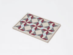 San Marco Leather-Covered Wood Rectangular Tray N.3 with Graphic Pattern Small